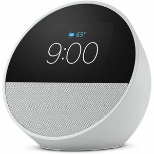Amazon Echo Spot (2024 release), Smart alarm clock with vibrant sound + Alexa, Glacier White (Model BV84J9) UPC 840268922870